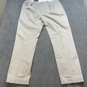 Polo Ralph Lauren Ethan Pant Khaki Pleated Cotton Men 38x31 in Casual Office‎